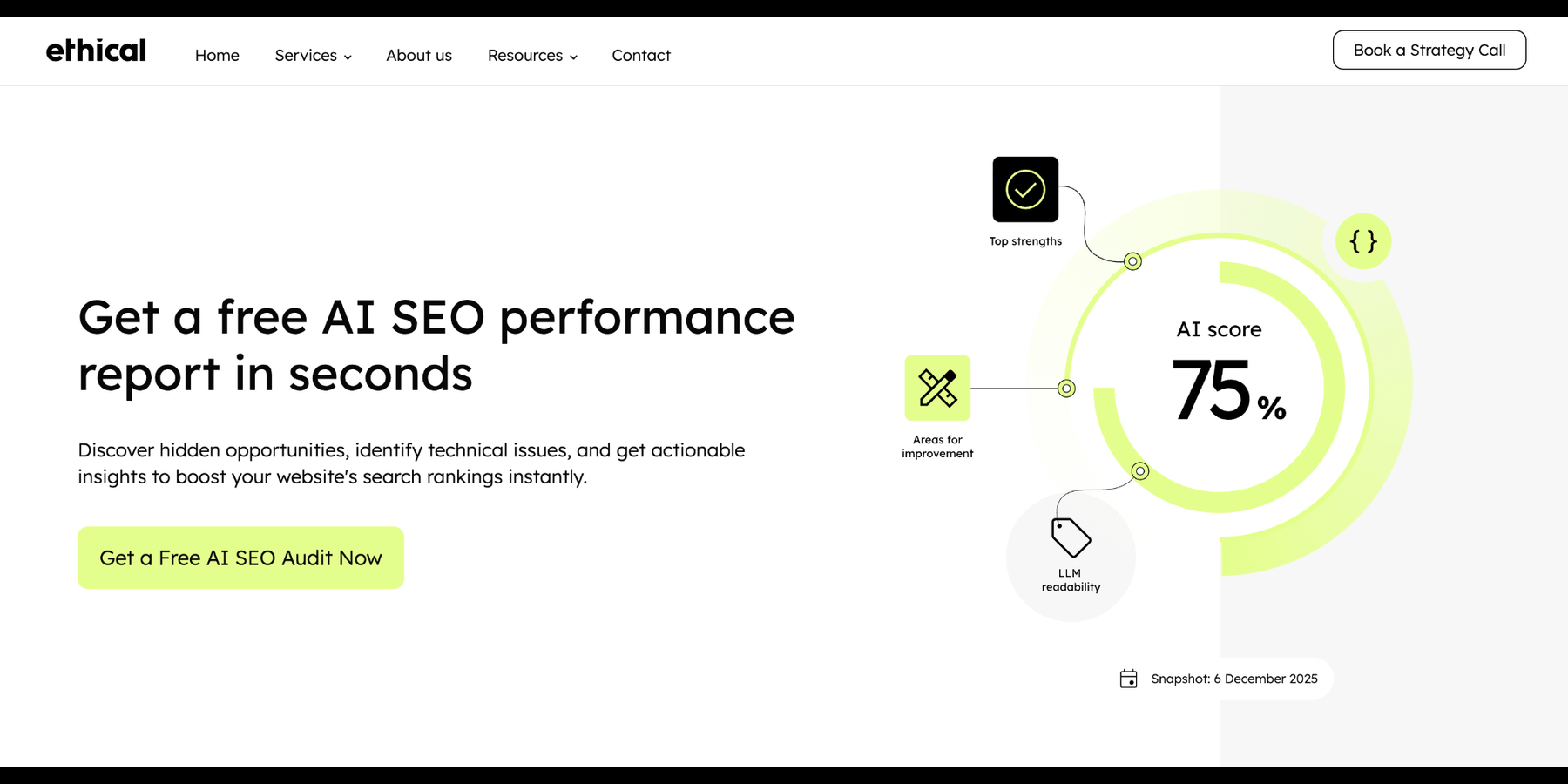Ethical SEO website using AI SEO Widget