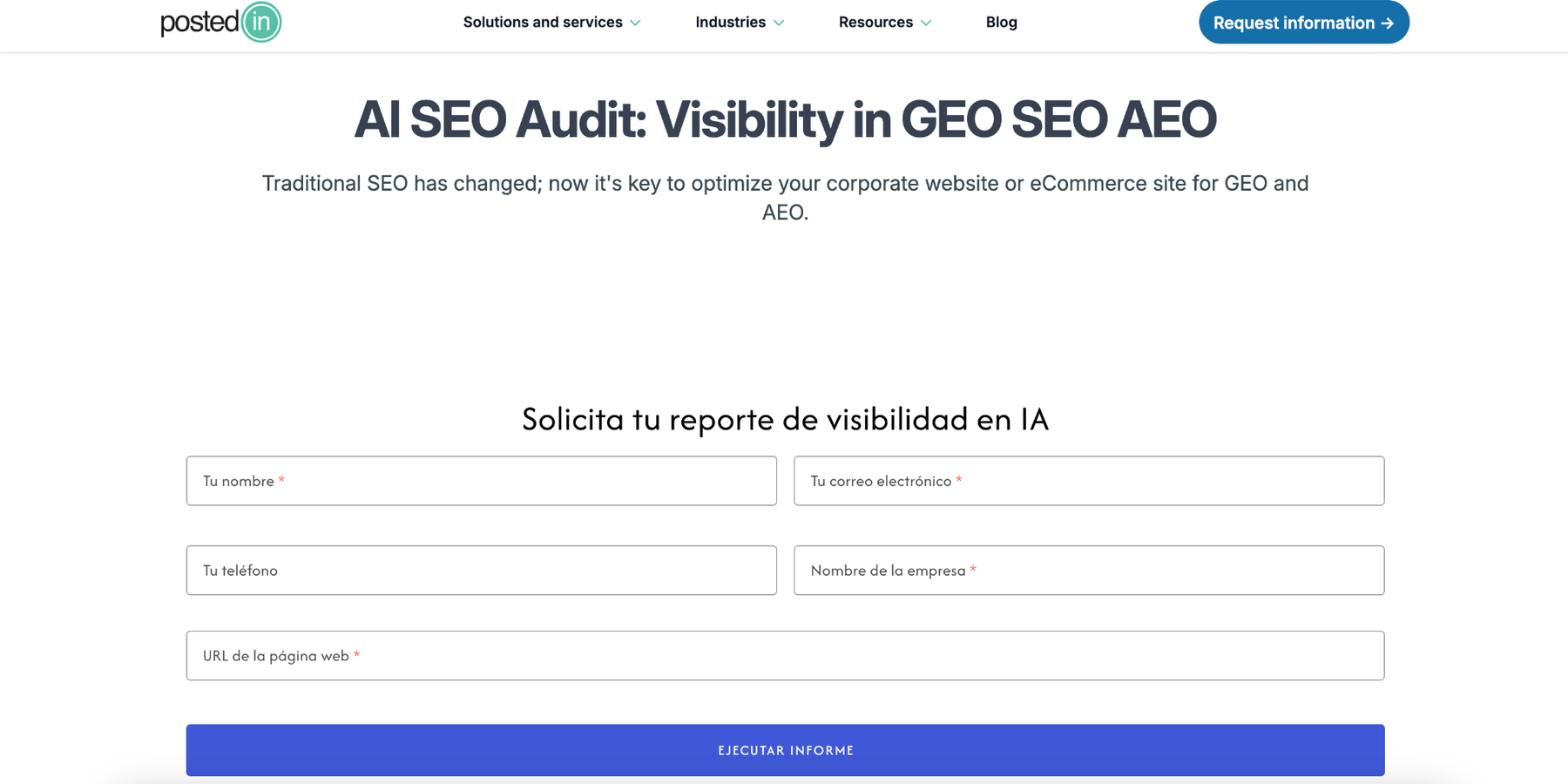 PostedIn website using AI SEO Widget